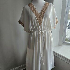 Cupshe, Boho V-Neck Lace Trim Short Sleeve Beach Dress, Size M